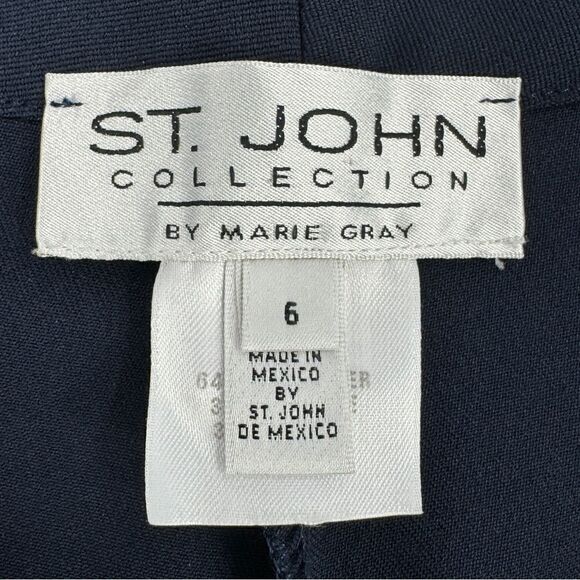 St. John Collection High Rise Straight Leg Dress Pant Trousers Navy Blue Size 6 - Picture 8 of 12